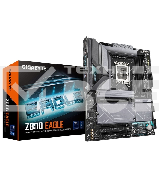 Материнская плата Gigabyte Z890 EAGLE, LGA 1851, Intel Z890, 4xDDR5, 4xSATA, 4xM.2, 1xPCIe 5.0 x16, 2xPCIe 4.0 x4, 1xDP, 1xUSB-C, 1x 2.5Gb LAN, 4xUSB-A 3.2 Gen 1, 2xUSB-A 3.2 Gen 2, 3x3.5 мм, 7.1, 1xUSB4, ATX
