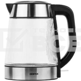 Чайник Centek CT-0013 стекло, 2200 Вт, 1.8 л, серебристый