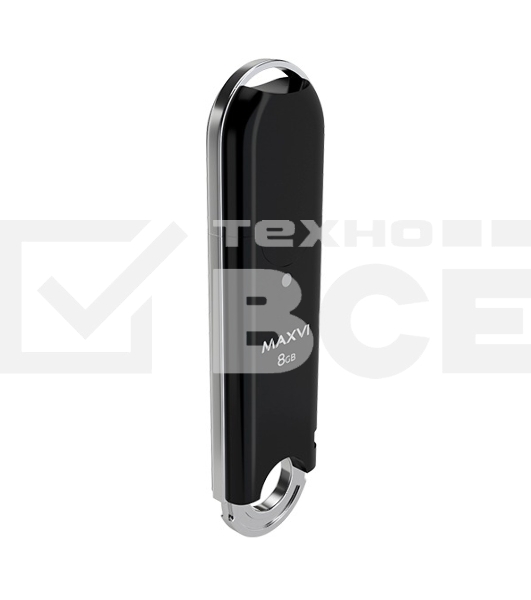 Флеш диск Maxvi P2 8GB USB 2.0 black, монолит с колпачком, ABS пластик