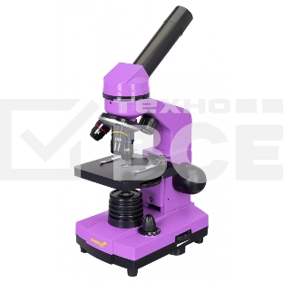Микроскоп Levenhuk RAINBOW 2L AMETHYST/Аметист Микроскоп с предметным столиком, трехгнездным револьвером, фокусировочным механизмом, двумя источниками света с регулировкой яркости Монокулярная насадка Объективы: 4х, 10х, 40х, Увеличение микроскопа: 64-640