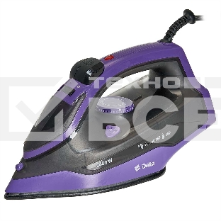 Утюг Delta DL-353 черный с фиолетовым, 2400 Вт, 28 г/мин, 135 г/мин, 350 мл
