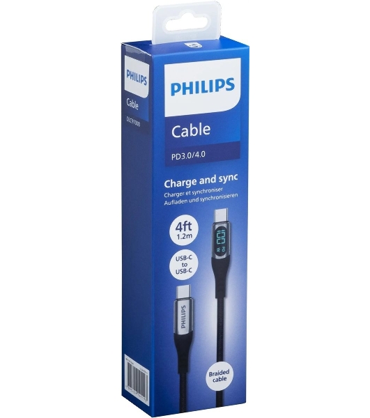 Кабель Philips DLC9100 USB Type-C (m)-USB Type-C (m) 1.2м черный коробка (упак.:1шт)