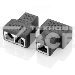 Переходник-разветвитель VCOM RJ-45 8P8C (F)<-->2 x 8P8C (F),FTP, ABS пластик, кат. 5eVCOM <CT252S>, фото 1