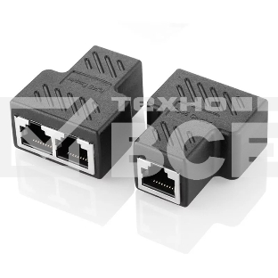 Переходник-разветвитель VCOM RJ-45 8P8C (F)<-->2 x 8P8C (F),FTP, ABS пластик, кат. 5eVCOM <CT252S>
