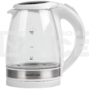 Чайник электрический Galaxy Line GL 0560, белый, стекло, 2200 Вт, 1,7 л, LED-подсветка