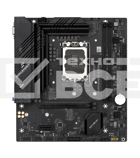 Материнская плата Maxsun Challenger B760M, LGA 1700, Intel B760, 2xDDR4, 3xSATA, 2xM.2, 1xPCIe 4.0 x16, 1xPCIe 3.0 x1, 1xHDMI, 1xVGA, 1x 1Gb LAN, 4xUSB-A 3.2 Gen 1, 2xUSB-A 2.0, 5.1, M-ATX