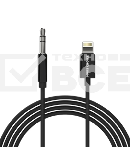 Кабель аудио MORE CHOICE (4610196409837) UK28i AUX 3.5мм Lightning 8-pin 1м, черный