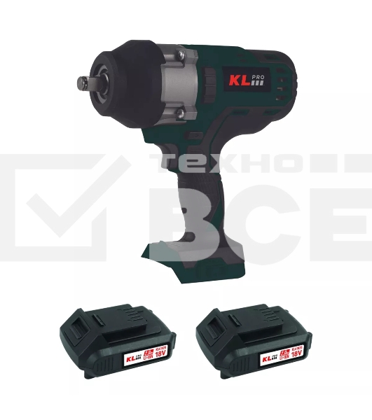 Профессиональный бесщеточный гайковерт аккумуляторный KLPRO KLSS18BHX-20 (18В, Li-ion-2шт, 2.0А·ч, 800Нм, 2 скорости, подсветка,З/У,в кейсе)