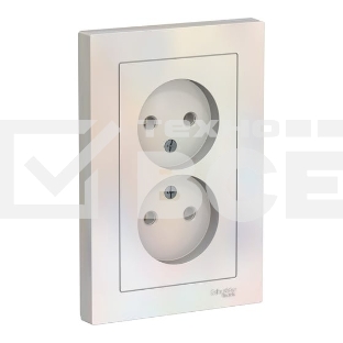 Розетка 2-м AtlasDesign без заземл. 16А в сборе жемчуг SchE ATN000420