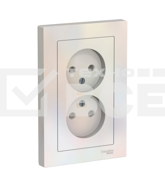 Розетка 2-м AtlasDesign без заземл. 16А в сборе жемчуг SchE ATN000420