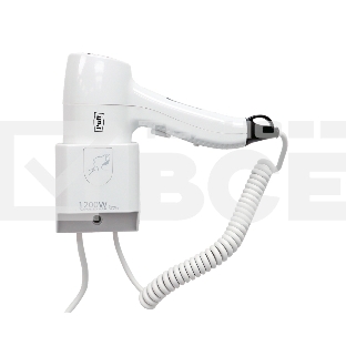 Фен для волос настенный Puff-1205, белый, 1,2 кВт