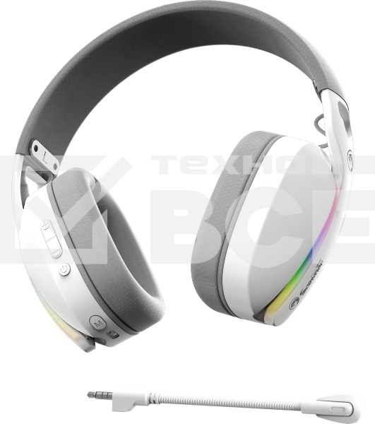 Гарнитура MARVO HG9086W Pulz 70W белый, беспроводная + проводная, радиоканал, до 10 ч, съёмный микрофон, подсветка, совместимость с PS5, Xbox