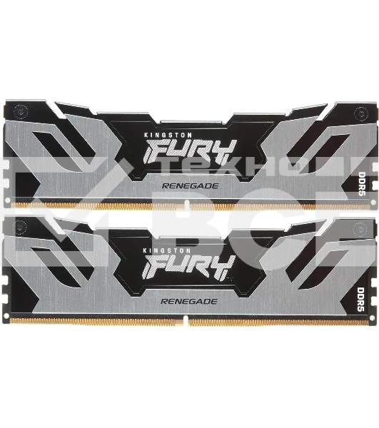 Оперативная память Kingston Fury Renegade, DDR5, 32GB (2x16GB), 7200MHz, CL38, с радиатором, серебристый/чёрный