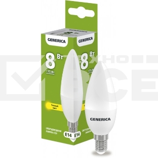 Лампа LED IEK LL-C35-08-230-30-E14-G C35 свеча 8Вт 230В 3000К E14 GENERICA