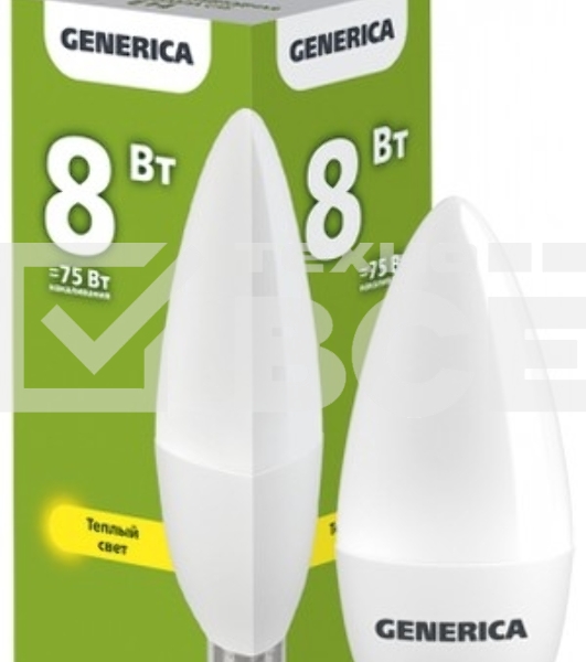 Лампа LED IEK LL-C35-08-230-30-E14-G C35 свеча 8Вт 230В 3000К E14 GENERICA