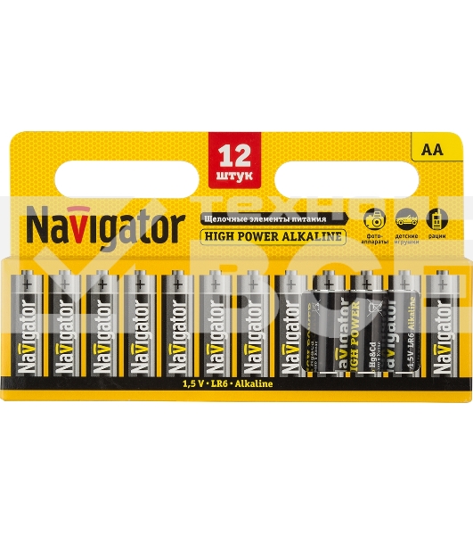 Элемент питания алкалиновый Navigator AA/LR6 94 782 NBT-NE-LR6-BP12 (блист.12шт)
