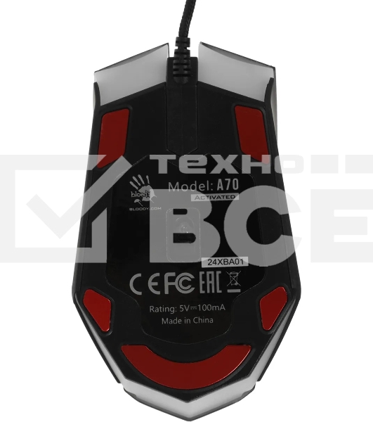 Мышь проводная A4Tech Bloody A70A черный, 6200 dpi, USB Type-A, кнопки - 8