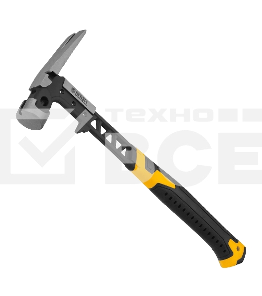 Молоток строительный Denzel 450 г, цельнокованый, боек с магнитом, двухкомп. обрезин. рук-ка