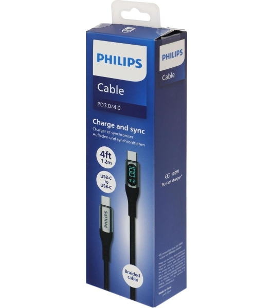 Кабель Philips DLC9100 USB Type-C (m)-USB Type-C (m) 1.2м черный коробка (упак.:1шт)
