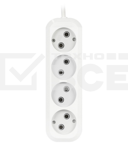 Удлинитель Smartbuy (SBE-10-4-02-N) 4 гнз х 2,0 м (10А/2.2 кВт, ПВС 2х1.0)