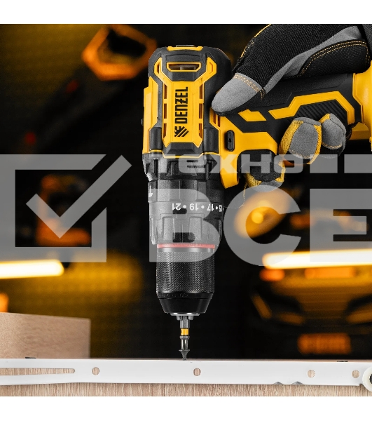 Дрель-шуруповерт аккумуляторная ударная бесщет. Denzel CIDH-BL-20, Li-Ion, 20 В