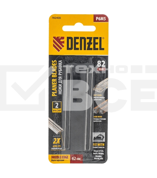 Ножи для эл. рубанка Denzel Р6М5, 82 мм, 2 шт