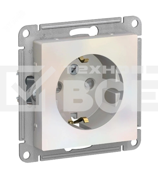 Механизм розетки 1-м СП AtlasDesign с заземл. защ. шторки 16А жемчуг SchE ATN000445