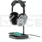 Подставка для наушников 2-в-1 с беспроводным зарядным устройством Satechi 2 in 1 Headphone Stand with Wireless Charger, Серый Космос, фото4