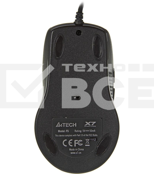 Мышь проводная A4Tech F5 черный, 3000 dpi, USB, кнопки - 7