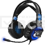 Гарнитура Crown CMGH-3101 чёрный/синий, проводная, подсветка, фото 1