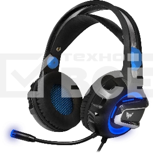 Гарнитура Crown CMGH-3101 чёрный/синий, проводная, подсветка