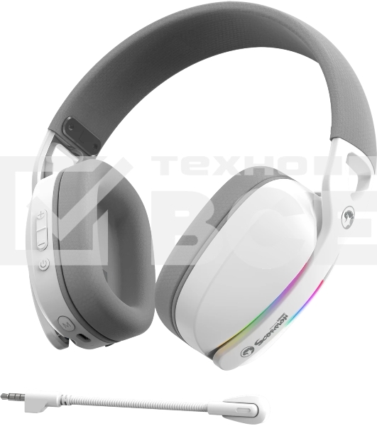 Гарнитура MARVO HG9086W Pulz 70W белый, беспроводная + проводная, радиоканал, до 10 ч, съёмный микрофон, подсветка, совместимость с PS5, Xbox