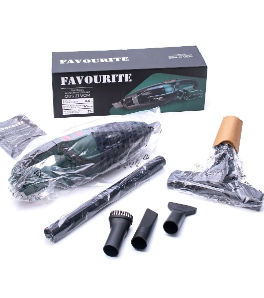 Пылесос автомобильный FAVOURITE OBS 21 VCM (Без АКБ и ЗУ) зелёный, 21 Вт, уборка сухая, пылесборник контейнер 0.6 л