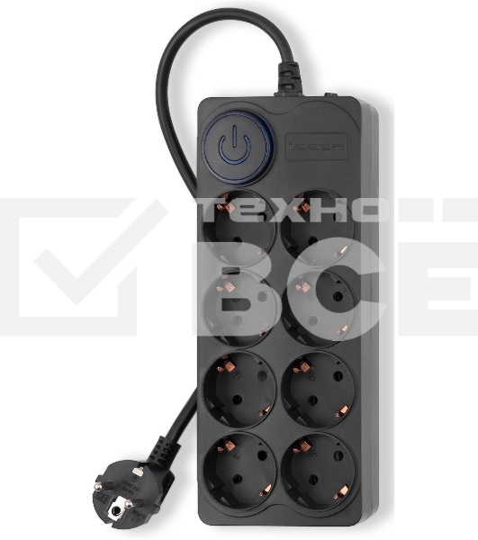 Сетевой фильтр Ippon BK-8-EU-3-16-B 3м (8 розеток) черный (коробка)