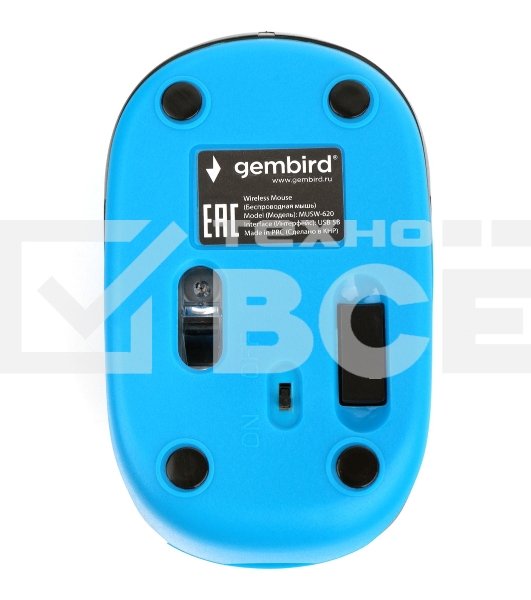 Мышь беспроводная Gembird MUSW-620 синий, 1200 dpi, радиоканал, USB, кнопки - 3