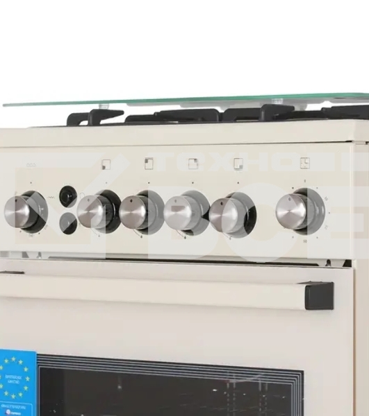 Плита газовая De Luxe 5040.40Г (кр) ЧР-013 бежевый, конфорок 4 шт, духовка 46 л, 50 см x 85 см x 50 см