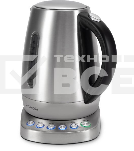 Чайник электрический Hyundai HYK-S7770 1.7л. 2200Вт серебристый/черный корпус: металл