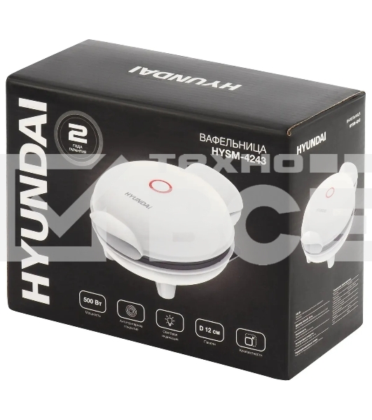 Вафельница Hyundai HYSM-4243 500Вт белый
