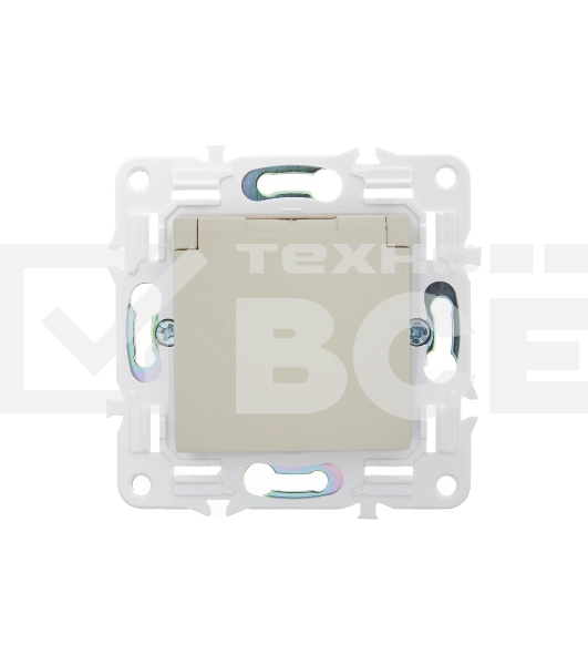Розетка 1-местная IEK SKANDY SK-R11B (SK-R16-16-44-K10) с заземлением, с защитными шторками и крышкой 16А IP44, бежевый