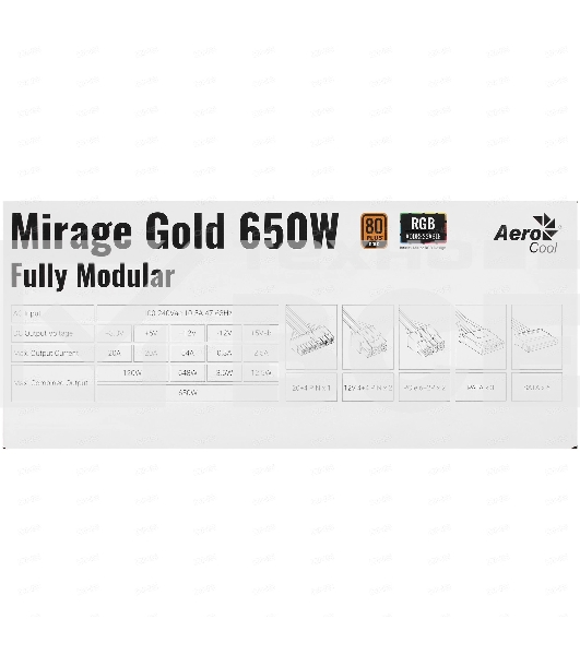 Блок питания Aerocool / Formula MIRAGE GOLD 650W, 650Вт, 80 PLUS Gold, 120мм, модульный, черный