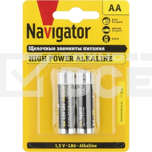 Элемент питания NAVIGATOR NBT-NE-LR6-BP2, 1.5 В