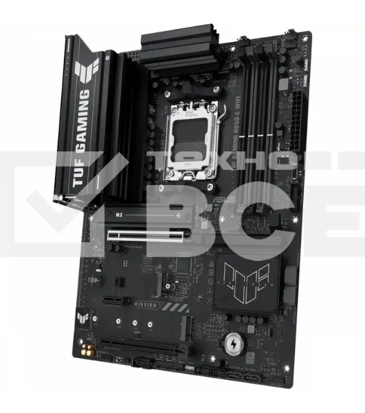 Материнская плата ASUS TUF Gaming B850-E WiFi, AM5, AMD B850, 4xDDR5, 4xSATA, 3xM.2, 1xPCIe 5.0 x16, 1xPCIe 4.0 x16, 1xPCIe x1, 1xDP, 1xHDMI, 2xUSB-C (1x10Gbps, 1x20Gbps), 3xUSB-A 5Gbps, 3xUSB-A 2.0, 1x2.5Gb LAN, Wi-Fi 6E, Bluetooth 5.3, 3x3.5 мм, 7.1, AT