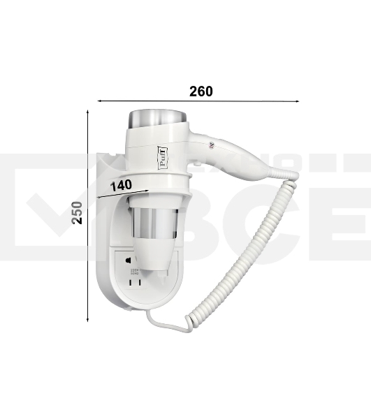 Фен Puff 1600B белый/хром, 1600 Вт