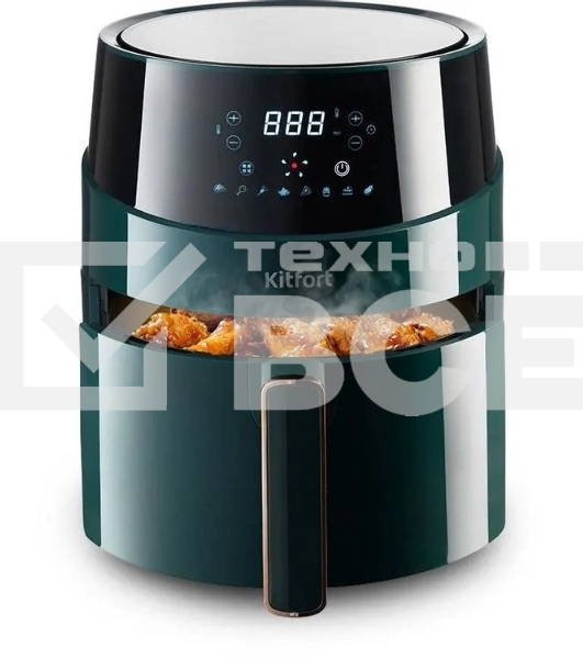 Аэрогриль Kitfort КТ-2222 зеленый, 1500 Вт, 3.3 л, сенсор, 8 программ