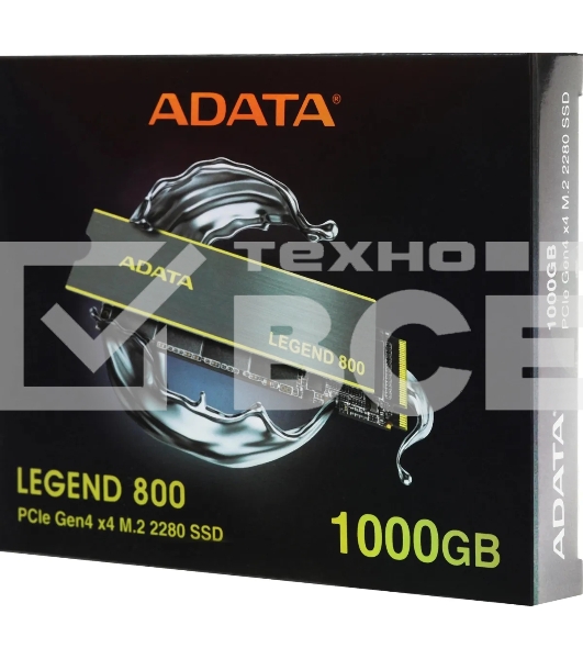 Накопитель SSD ADATA LEGEND 800, 1Tb, PCIe 4.0 x4, M.2 2280, NVMe, R/W 3500/2200, с радиатором