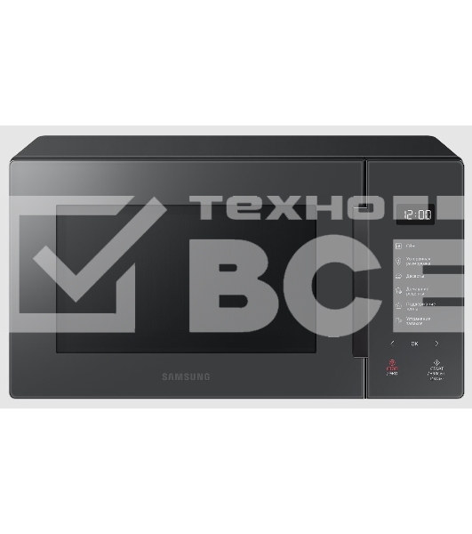 Микроволновая печь Samsung MS23T5018AC/BW антрацит, 23 л, 800 Вт, переключатели - сенсор