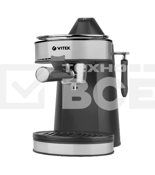 Кофеварка рожковая Vitek VT-1524 серый, исп. кофе - молотый, 0.24 л, 750 Вт, 5 Бар.
