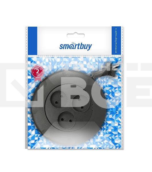 Удлинитель-рулетка Smartbuy (SBE-10-3-03-B) - 3 гнезда 3 метра (10А/2,2 кВт) круглый черный