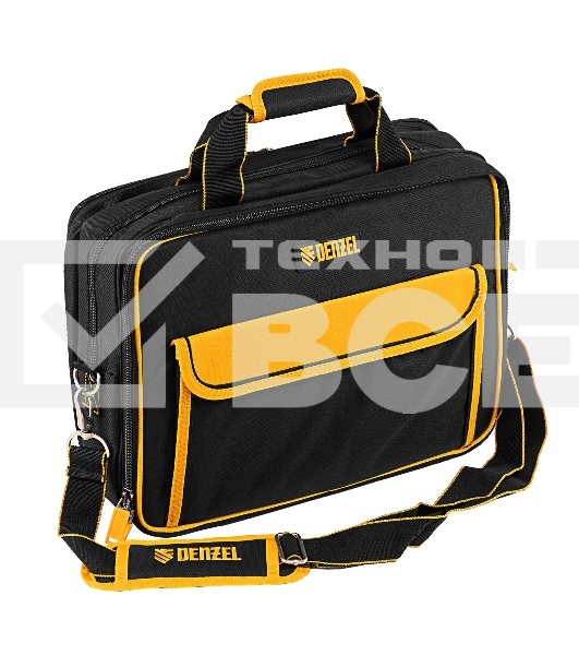 Сумка для инструмента Denzel 400х170х300 мм, 3 отделения, 28 карманов, наплечный ремень