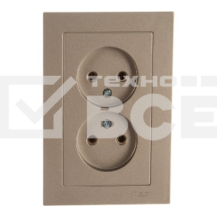 Розетка 2-м AtlasDesign без заземл. 16А в сборе шампань SchE ATN000520